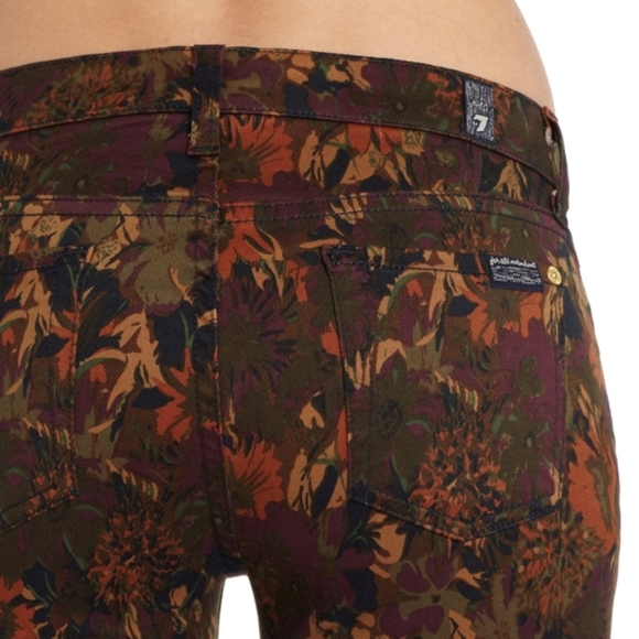 7 For All Mankind Brown Floral Print Jeans - Picture 3 of 6